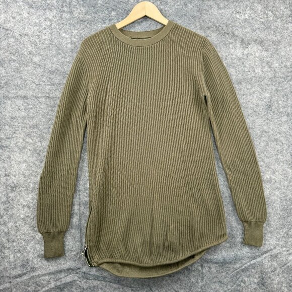 UNIF x Urban Outfitters Sweater Womens S Green Ribbed Knit Side Zip Pullover - Picture 1 of 9